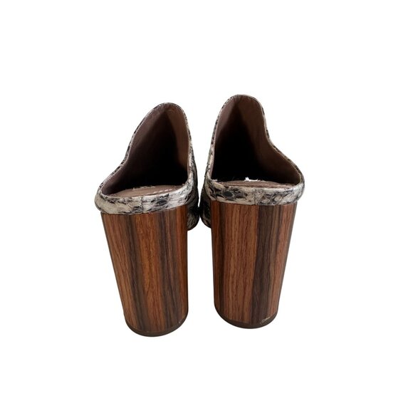 BCBGMAXAZRIA  Snake Print Leather Mules Heels Size 7.5 - Picture 3 of 8